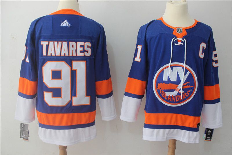 Men New York Islanders #91 John Tavares blue Adidas Hockey Stitched NHL Jerseys